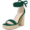 imageAllegra K Womens Platform Sandals Square Toe Chunky Heels Lace Up SandalsEmerald Green