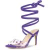 imageAllegra K Womens Polka Dots Clear Lace Up Stiletto Heels SandalsPurple