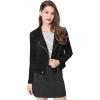imageAllegra K Womens Short Soft Zip Up Faux Suede Biker Moto JacketBlack