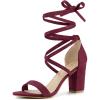 imageAllegra K Womens Strappy Lace Up Chunky High Heels Burgundy Heels Sandals 9 M US