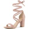 imageAllegra K Womens Strappy Lace Up Chunky High Heels Dust Pink Heels Sandals 9 M US