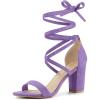 imageAllegra K Womens Strappy Lace Up Chunky High Heels Purple Heels Sandals 65 M US