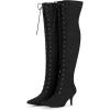 imageAllegra K Womens Thigh High Boots Lace Up Stiletto Heel Over Knee High BootsBlack