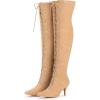 imageAllegra K Womens Thigh High Boots Lace Up Stiletto Heel Over Knee High BootsNude