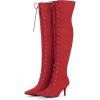 imageAllegra K Womens Thigh High Boots Lace Up Stiletto Heel Over Knee High BootsRed