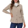 imageAllegra K Womens Utility Jacket Zip Up Drawstring Waist Snap Buttons Lightweight Anorak Jackets with PocketsLight Khaki