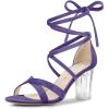 imageAllegra K Womens Velvet Lace Up Clear Heels Block Heel SandalsElegant Purple