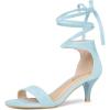 imageAllegra K Womens Women Open Toe Kitten Heel Lace Up Dress Sandals Sky Blue 6