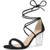 imageAllegra K Womens Woven Braided Heel Lace Up Clear Block Heel SandalsBlack