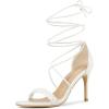 imageAllegra K Womens Woven Strap Lace Up Strappy Stiletto Heel SandalsWhite