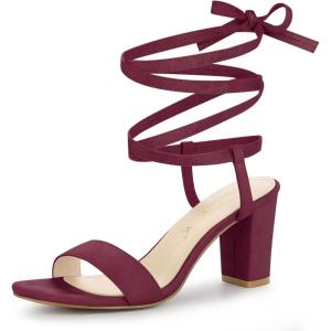 imageAllegra K Womens Lace Up Chunky Heels SandalsBurgundy