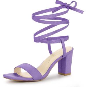 imageAllegra K Womens Lace Up Chunky Heels SandalsPurple