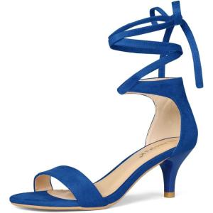 imageAllegra K Womens Open Toe Kitten Heel Lace Up Dress Royal Blue Sandals 85 M US