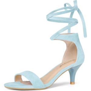 imageAllegra K Womens Women Open Toe Kitten Heel Lace Up Dress Sandals Sky Blue 10