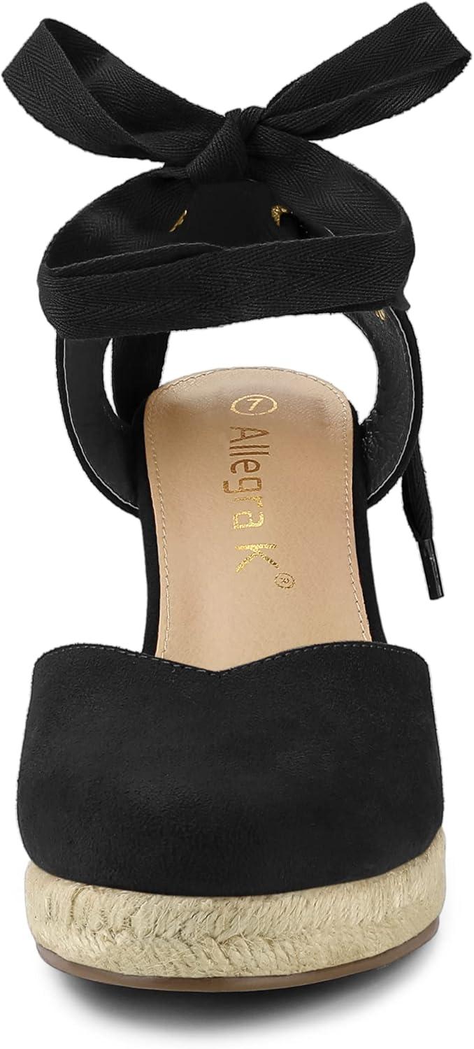 imageAllegra K Womens Closed Toe Espadrilles Wedges Tie Up Wedge SandalsBlack