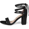 imageAllegra K Womens Strappy Heels Black Lace Up Chunky High Heels Sandal 7 M US