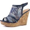imageAllegra K Womens Open Toe Platform Heel Lace Wedges SandalsDeep Blue