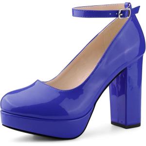 imageAllegra K Womens Platform Ankle Strap Chunky Heel Mary Janes PumpsRoyal Blue