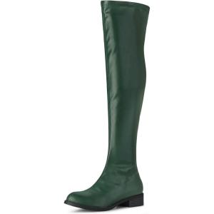 imageAllegra K Womens Thigh High Boots Low Block Heel Fashion Over the Knee High BootsGreen