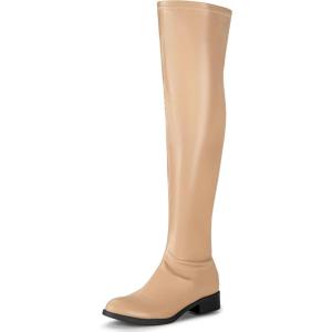 imageAllegra K Womens Thigh High Boots Low Block Heel Fashion Over the Knee High BootsNude