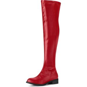 imageAllegra K Womens Thigh High Boots Low Block Heel Fashion Over the Knee High BootsRed