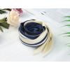 imageAllegra K Women Satin Rhombus Neck Scarf Stripe Print for Shirts Ponytail Neckerchief Bag Accessory for Summer BandanaNavy Blue
