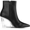 imageAllegra K Womens Clear Heel Pointed Toe Wedge Heels Ankle BootsBlack