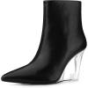 imageAllegra K Womens Clear Heel Pointed Toe Wedge Heels Ankle BootsBlack
