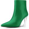 imageAllegra K Womens Clear Heel Pointed Toe Wedge Heels Ankle BootsDark Green