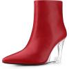 imageAllegra K Womens Clear Heel Pointed Toe Wedge Heels Ankle BootsRed