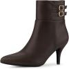 imageAllegra K Womens Pointed Toe Buckle Stiletto Heels Ankle BootsCoffee