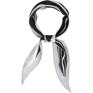 imageAllegra K Women Satin Rhombus Neck Scarf Stripe Print for Shirts Ponytail Neckerchief Bag Accessory for Summer BandanaBlack
