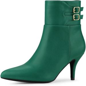 imageAllegra K Womens Pointed Toe Buckle Stiletto Heels Ankle BootsGreen
