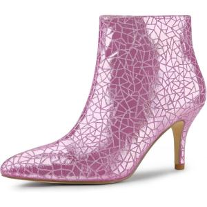 imageAllegra K Womens Pointed Toe Buckle Stiletto Heels Ankle BootsPink
