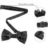imageAllegra K Mens Polka Dots Tie Set Skinny Necktie PreTied Bow Tie with Adjustable Neck Strap Pocket SquareBlack