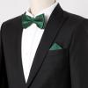 imageAllegra K Mens Polka Dots Tie Set Skinny Necktie PreTied Bow Tie with Adjustable Neck Strap Pocket SquareDark Green