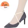 imageAllegra K Womens Adjustable Detachable Crossed AntiSlip Shoe Straps for Heels with BuckleBeige