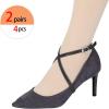 imageAllegra K Womens Adjustable Detachable Crossed AntiSlip Shoe Straps for Heels with BuckleLeather Black