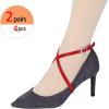 imageAllegra K Womens Adjustable Detachable Crossed AntiSlip Shoe Straps for Heels with BuckleRed