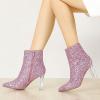 imageAllegra K Womens Glitter Pointed Toe Chunky Heel Ankle BootsPink