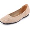 imageAllegra K Womens Square Toe Slip on Knit Ballet FlatsBeige