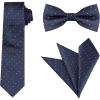 imageAllegra K Mens Polka Dots Tie Set Skinny Necktie PreTied Bow Tie with Adjustable Neck Strap Pocket SquareNavy Blue White Red