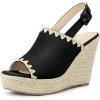imageAllegra K Womens Espadrille Peep Toe Wedge Heels Slingback Strap Platform SandalsBlack