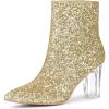imageAllegra K Womens Glitter Pointed Toe Chunky Heel Ankle BootsGold