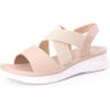 imageAllegra K Womens Open Toe Elastic Ankle Strap Flat SandalsBeige
