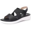 imageAllegra K Womens Open Toe Elastic Ankle Strap Flat SandalsBlack