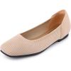 imageAllegra K Womens Square Toe Slip on Knit Ballet FlatsBeige