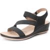 imageAllegra K Womens Walking Sandals Elastic Strap Wedge Heel SandalsBlack