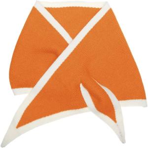 imageAllegra K Contrast Color Triangle Neck Scarves Knit Scarf Neckerchief Winter Shawl for WomenOrange
