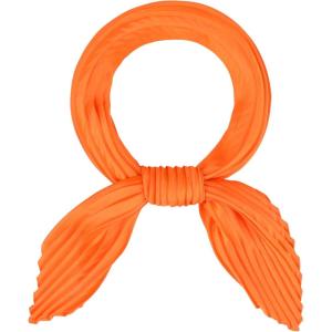 imageAllegra K Women Pleated Rhombus Head Scarf Wraps Scarves Neckerchief Bandana Solid ColorOrange